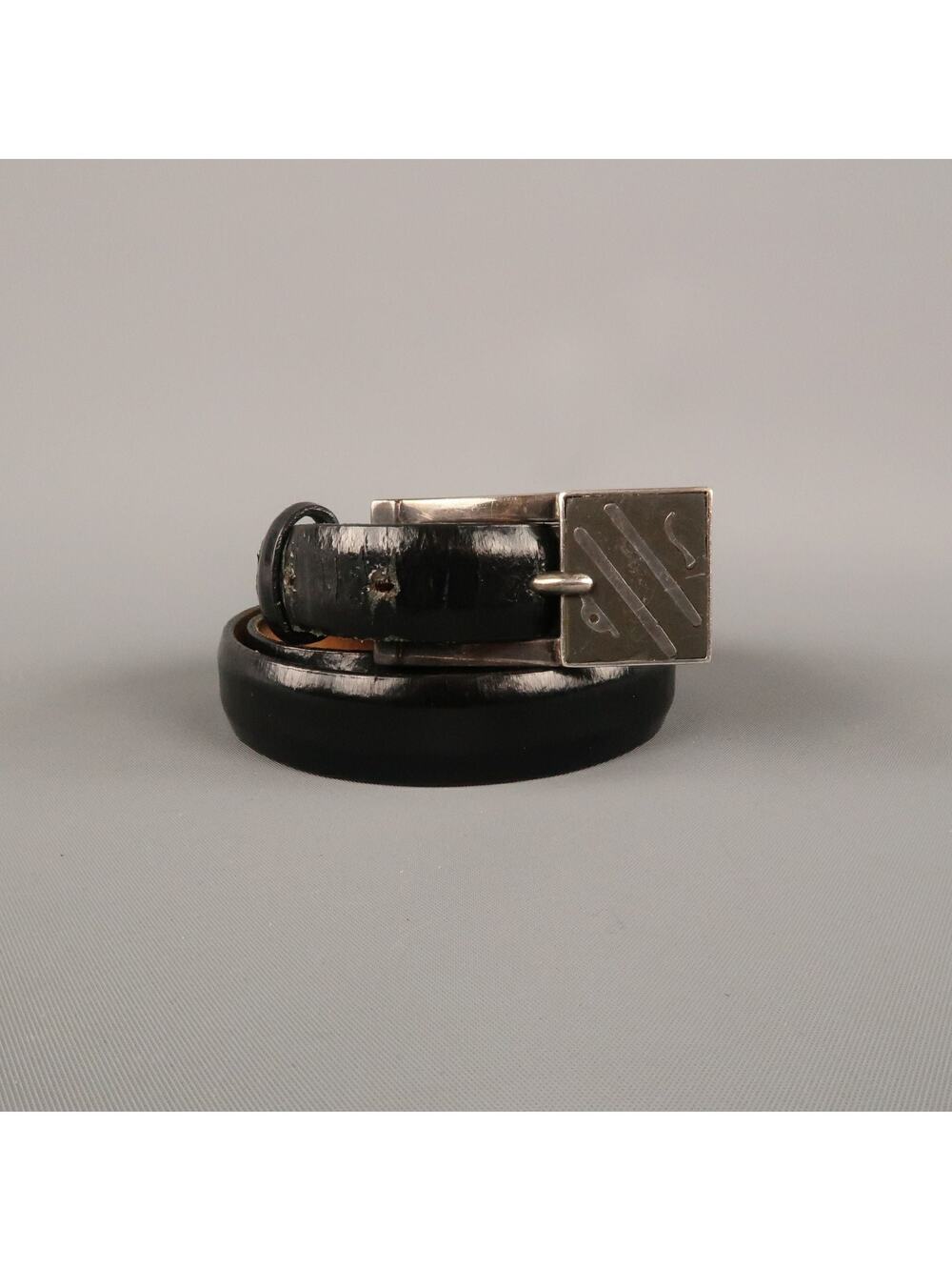 WCM NEW YORK Size L Black Solid Calfskin Belt